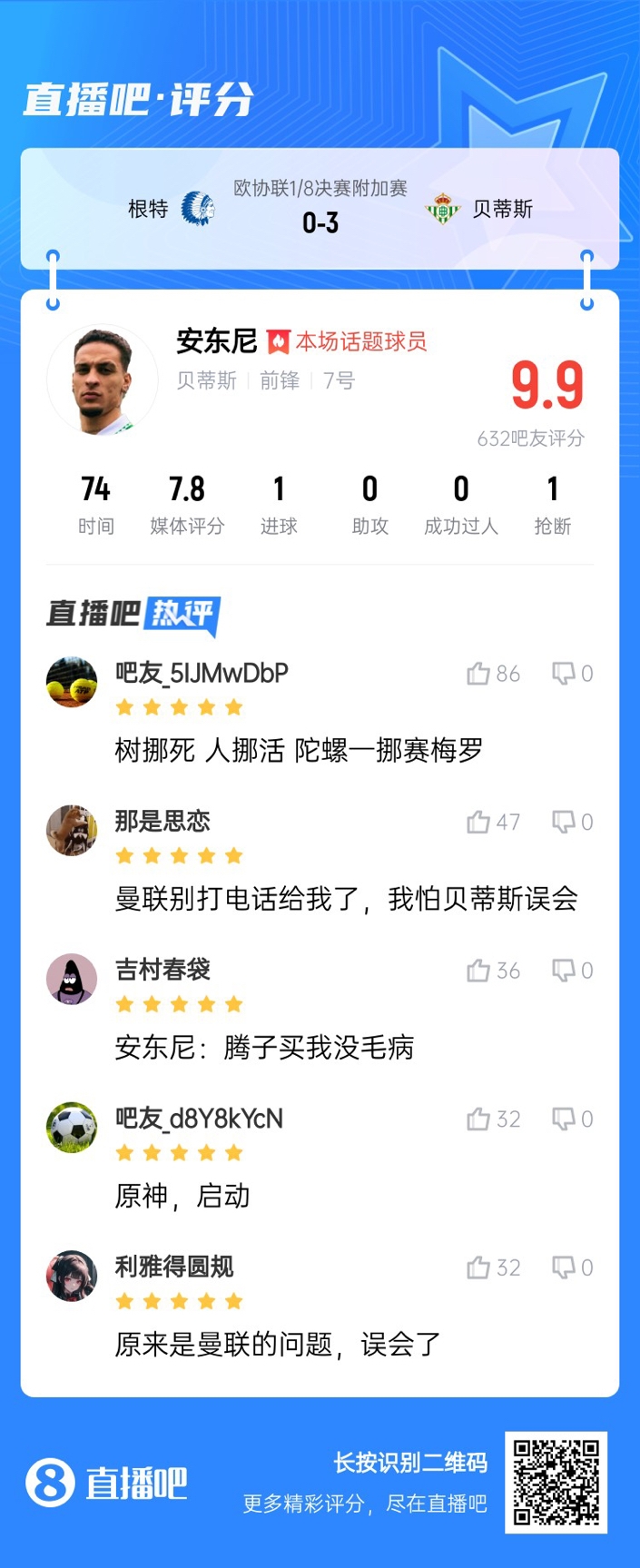  安東尼兜射圓規(guī)畫?。“捎言u(píng)分9.9：樹挪死人挪活 陀螺一挪賽梅羅