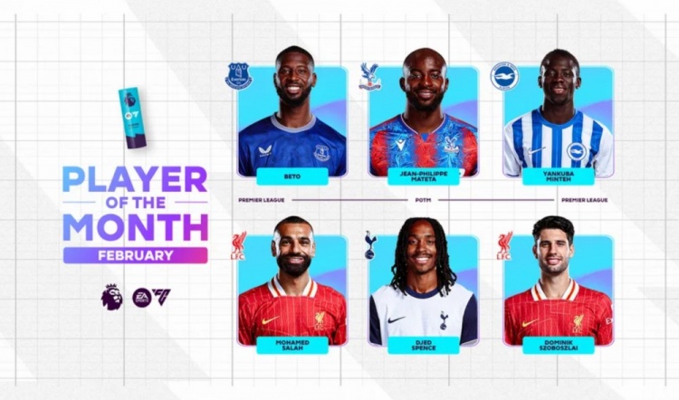  英超2月最佳候選：貝托、馬特塔、明特、薩拉赫、斯賓塞、索博